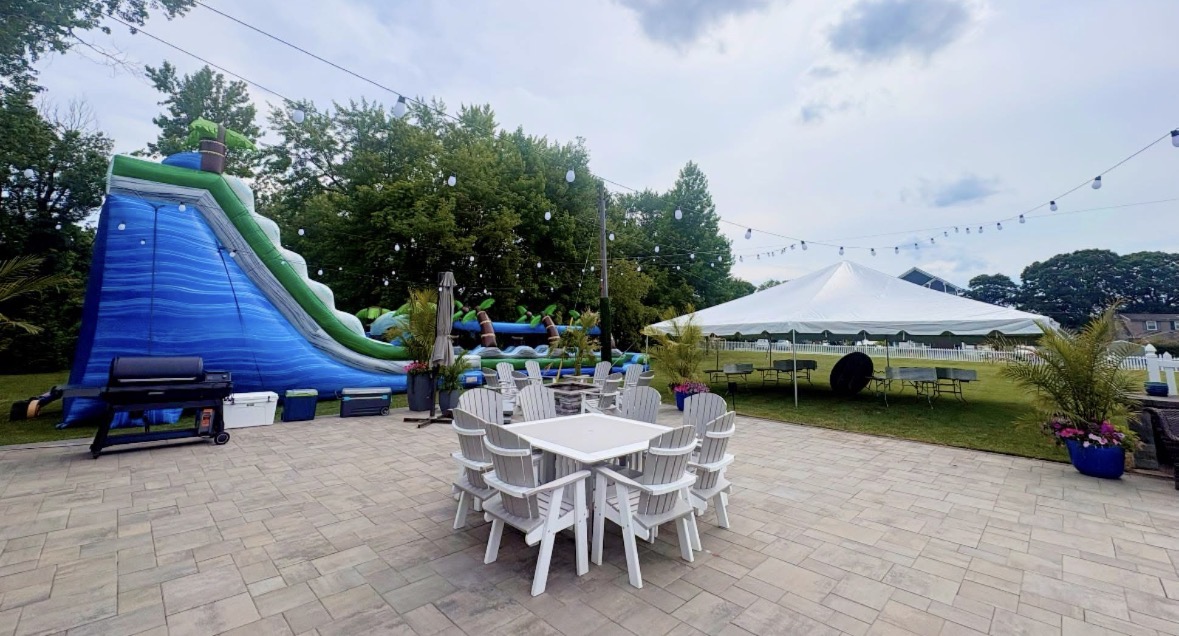 Backyard Party Tent and XL Inflatable Waterslide with Slip n Slide in Bowleys Quarters, MD