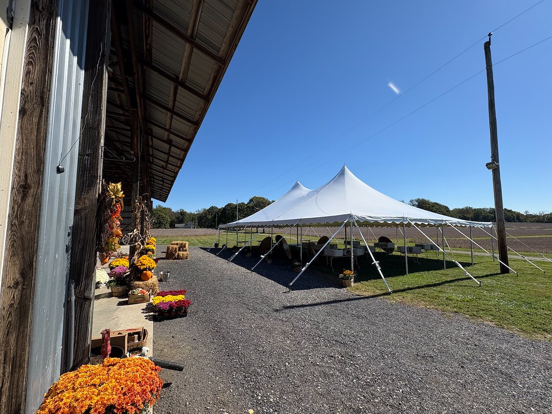 Large Pole Tent for Farm Wedding in Bel Air, Maryland