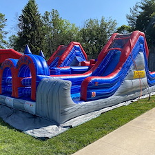 Red-White-and-Blue-Inflatable-Obstacle-Course-for-Party-in-Essex-Maryland 0