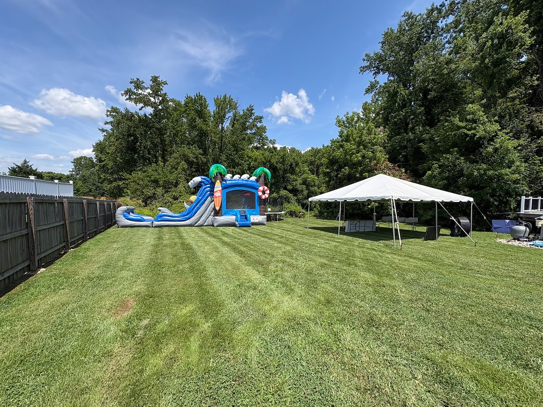 Tent and Bounce House with Slide Combo for a Backyard Birthday Party in White Marsh, MD