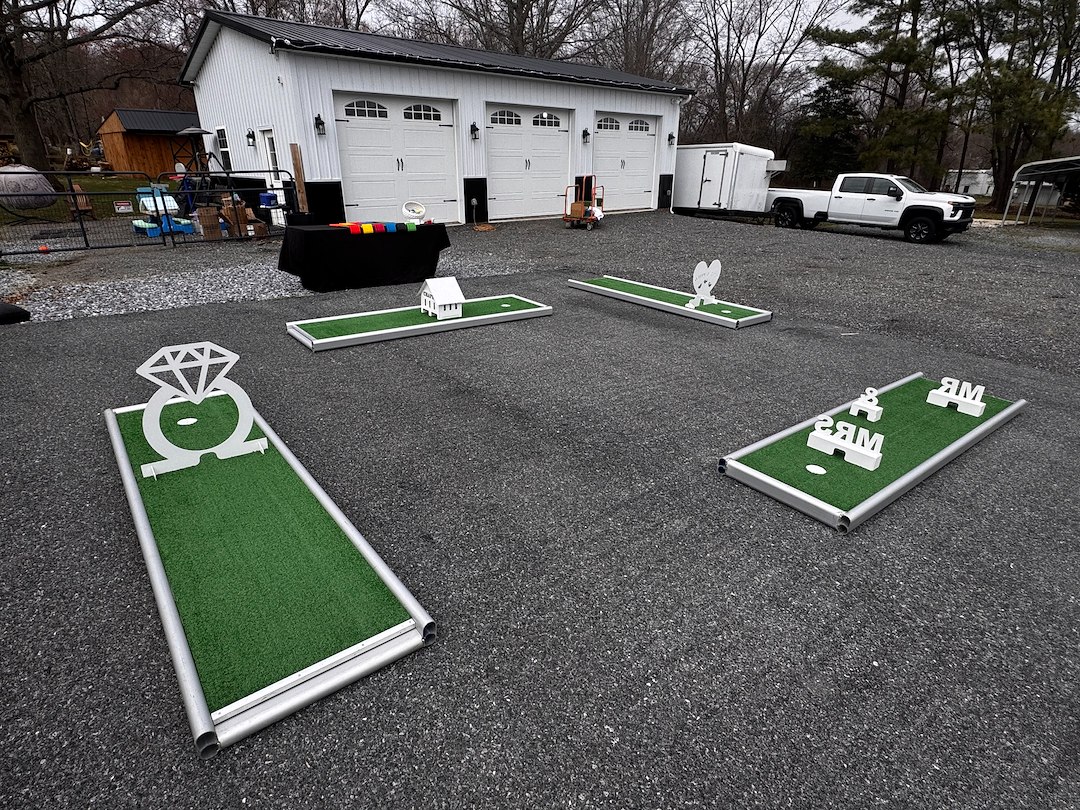 Wedding-Themed Mini Golf for Backyard Wedding in Fallston, Maryland